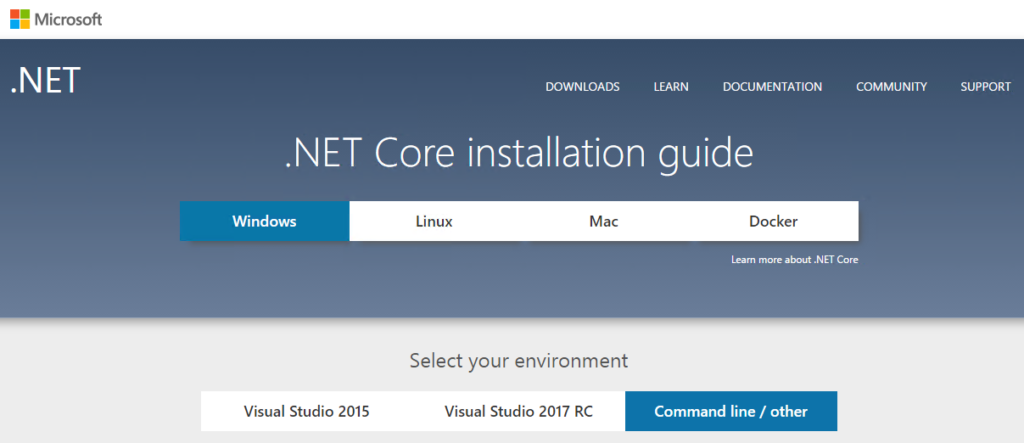 Download .NET Core SDK