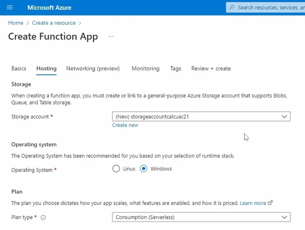 Create a Function App - Hosting