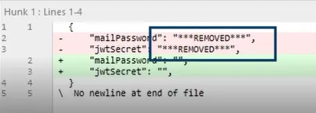 Removed Secrets in Git Diff
