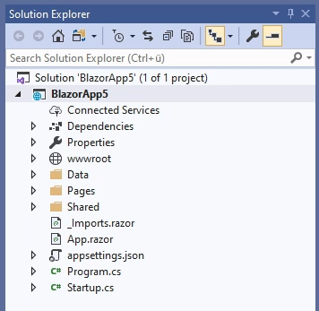Blazor Server App: Solution Explorer